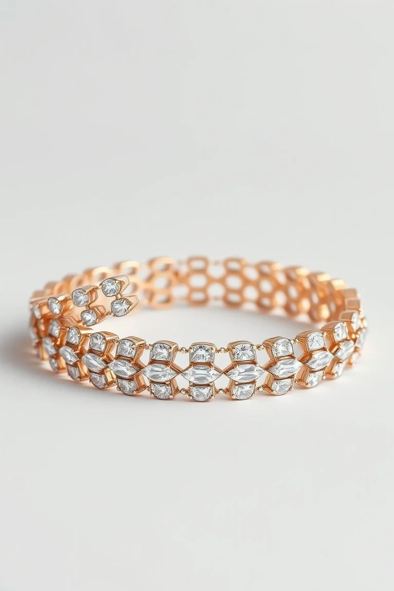 14K Diamond Cut Fancy Bracelets 7 In.