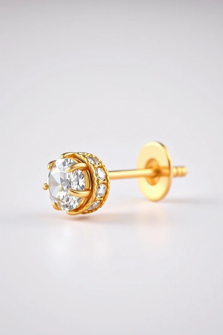 14K Diamond Cut Gold Ball Earring