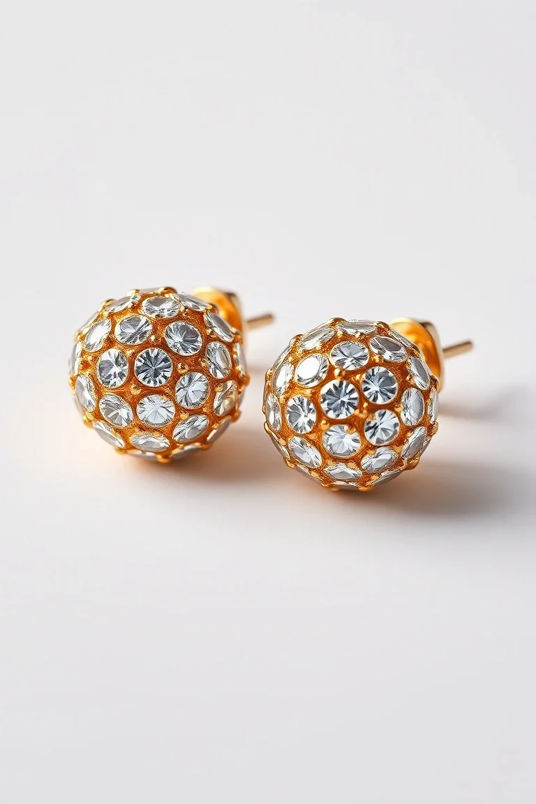 14k Diamond Cut Gold Ball Earrings