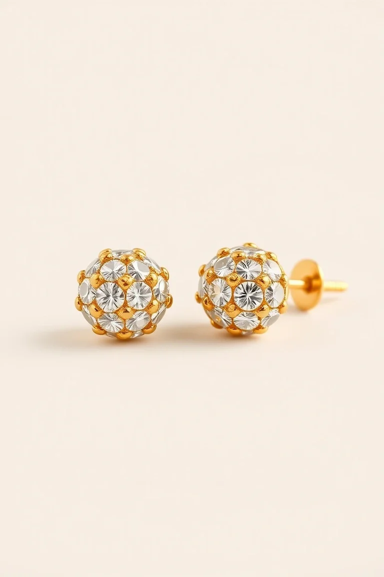 14k Diamond Cut Gold Ball Earrings