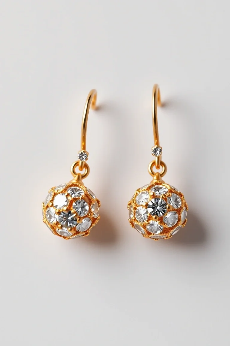 14k Diamond Cut Gold Ball Earrings