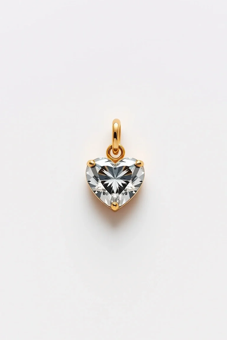 14K Diamond Cut Heart Charm