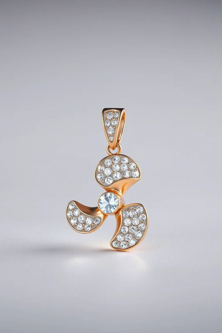 14K Diamond Cut Large Propeller Charm