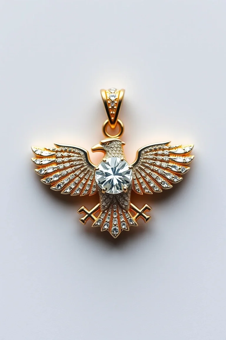 14K Diamond Cut Medium Size Eagles Charm