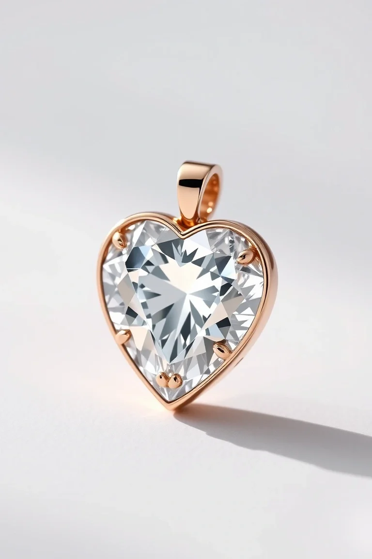 14K Diamond Cut Open Heart With Lever