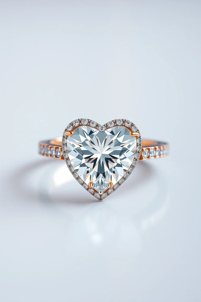 14K Diamond Cut Ring With Cdcs In Heart