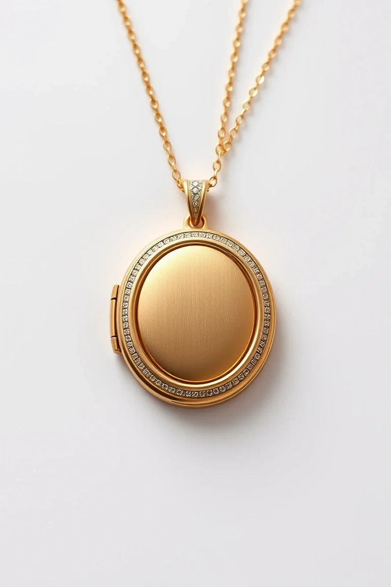 14K Diamond Cut Satin Finish Locket