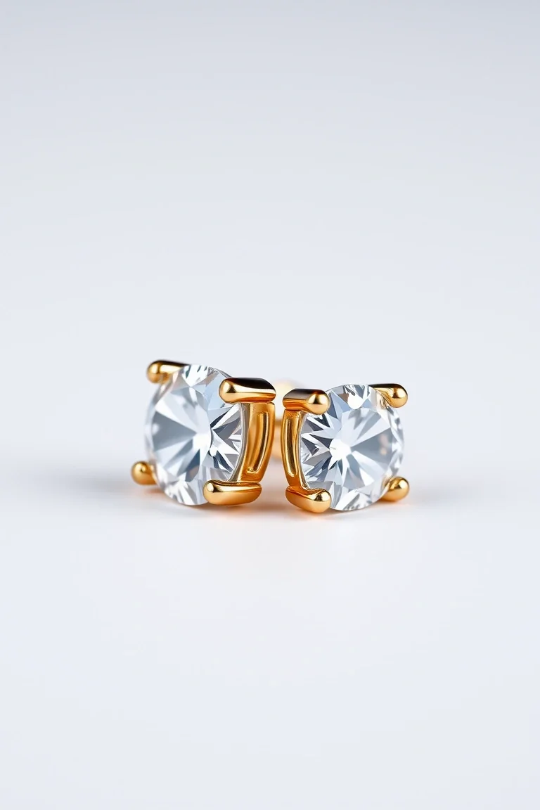 14K Diamond Cut Taz Stud Earring