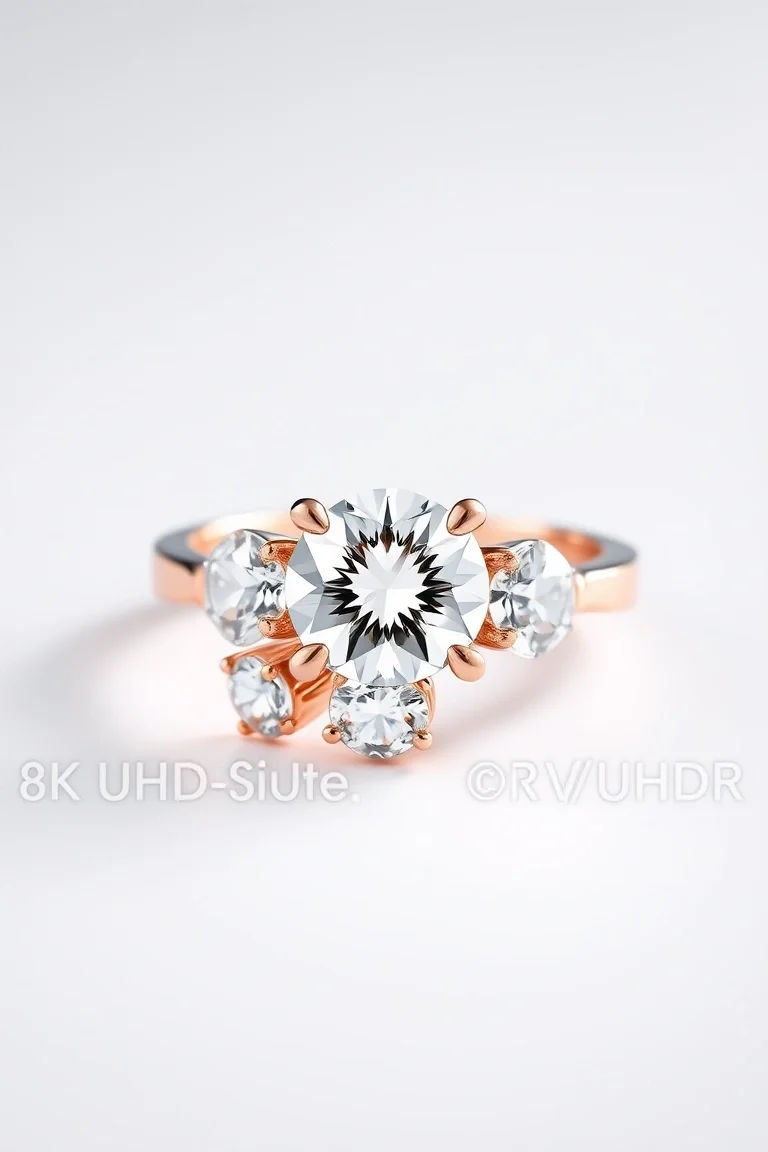 14K Diamond Cut Tri Rose Ring