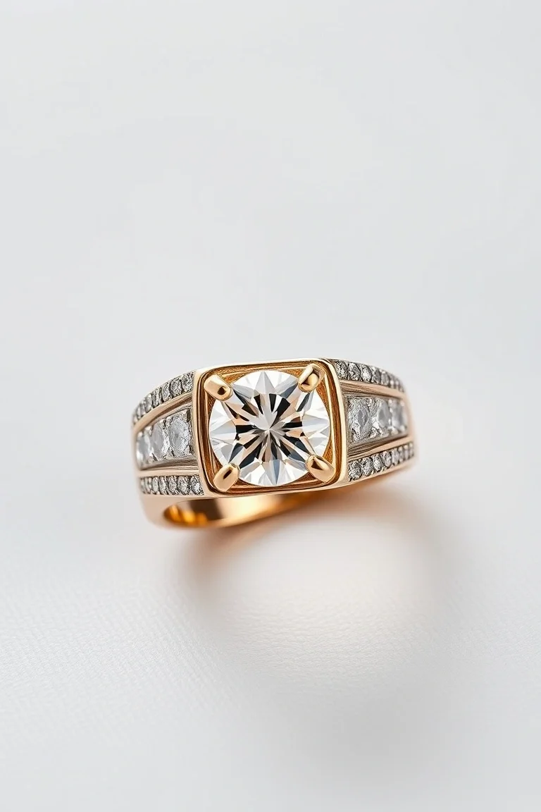 14K DIAMOND GENT'S RING AA QUALITY