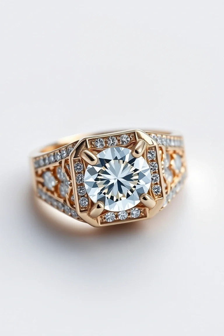 14K DIAMOND GENTS RING AAA QUALITY