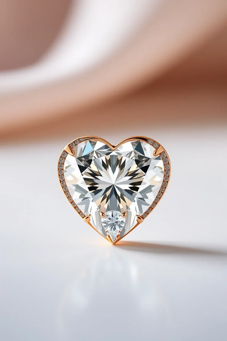 14K Diamond Heart AAA Quality