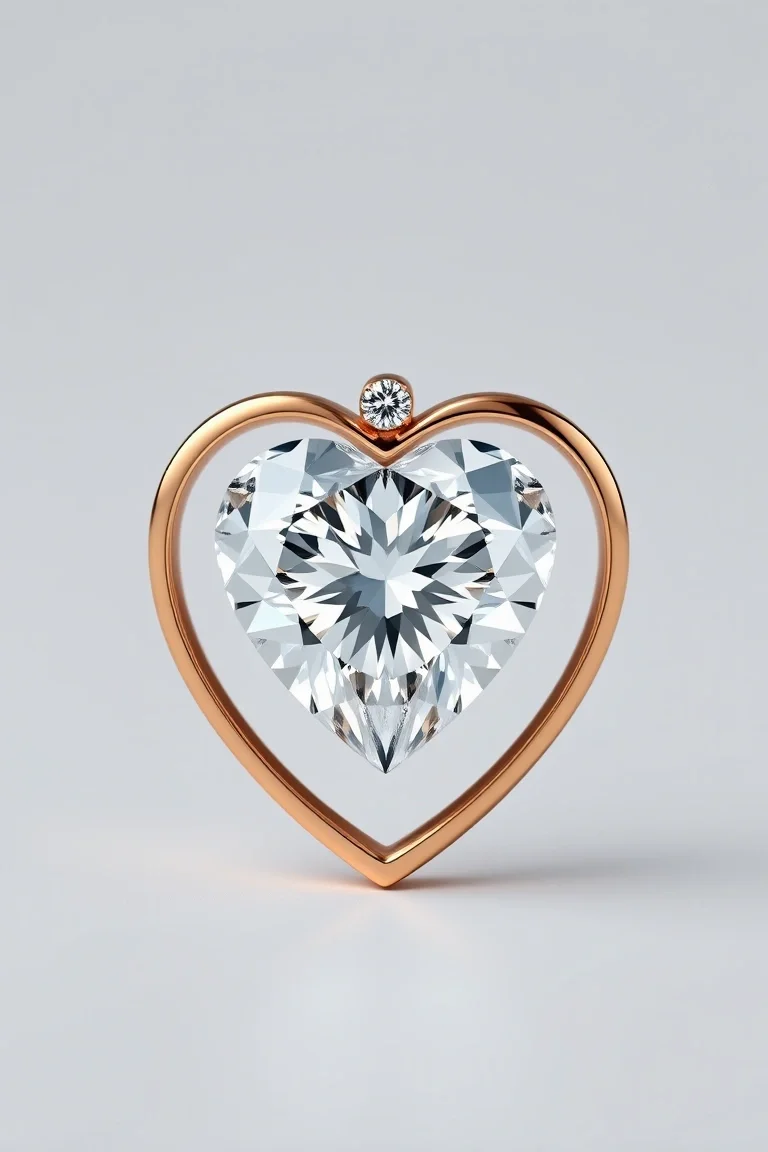 14K Diamond Heart AAA Quality
