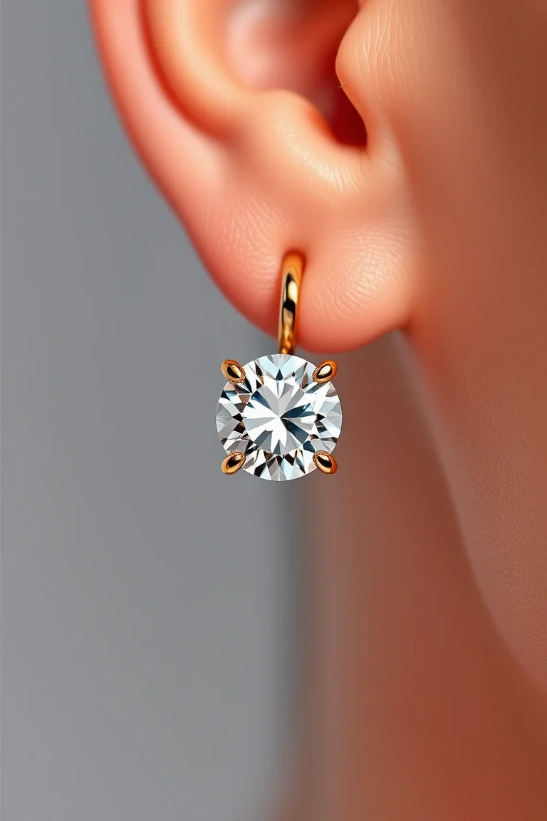 14K Diamond Hinged Earring AA Quality