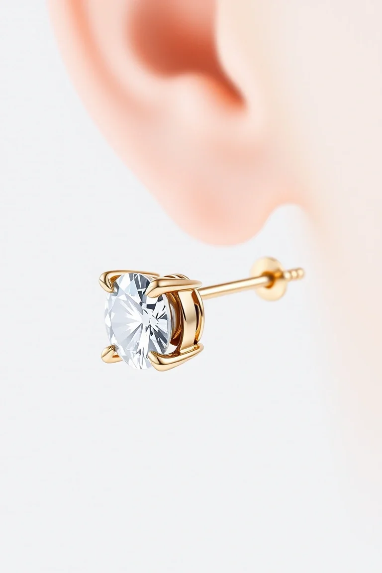 14K Diamond Hinged Earring AA Quality