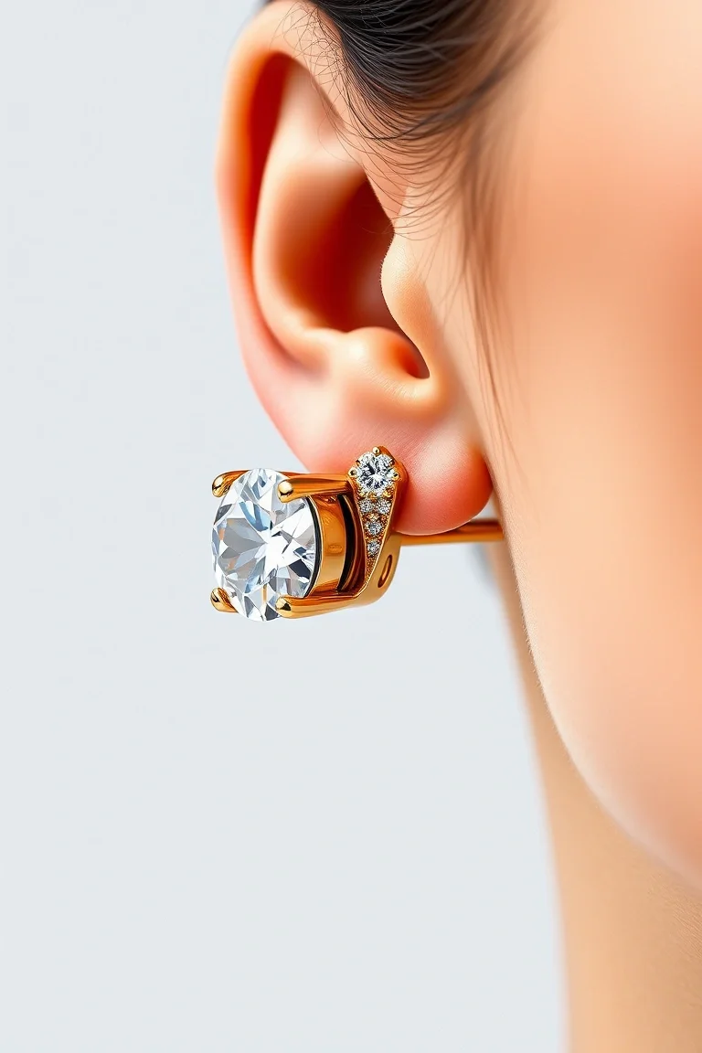 14K Diamond Hinged Earring AAA Quality