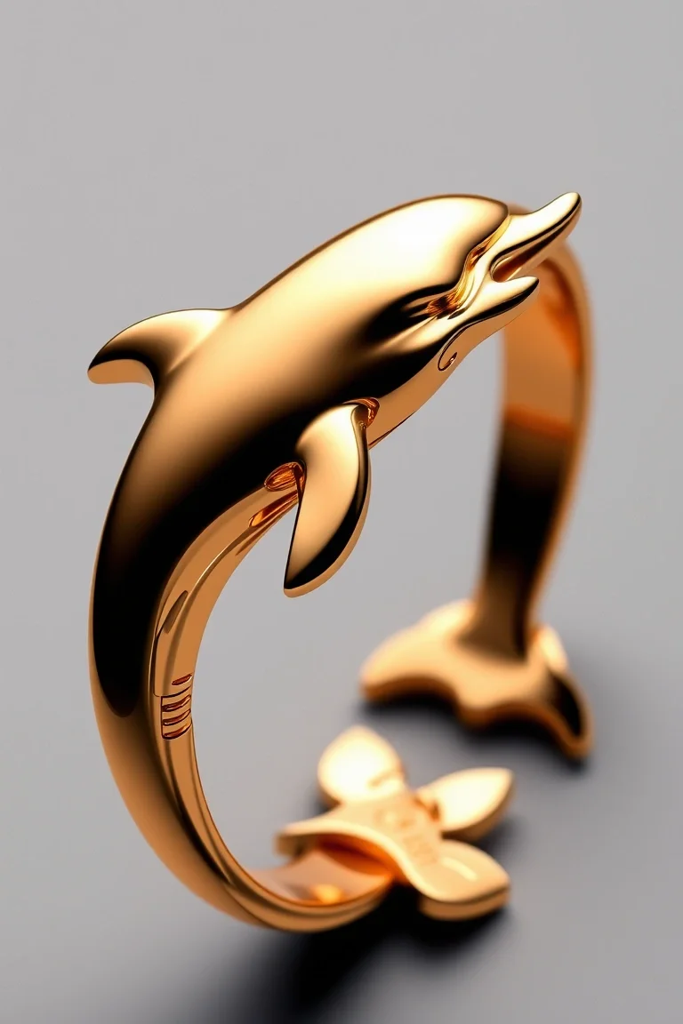 14K Dolphin Bracelet 7 In.