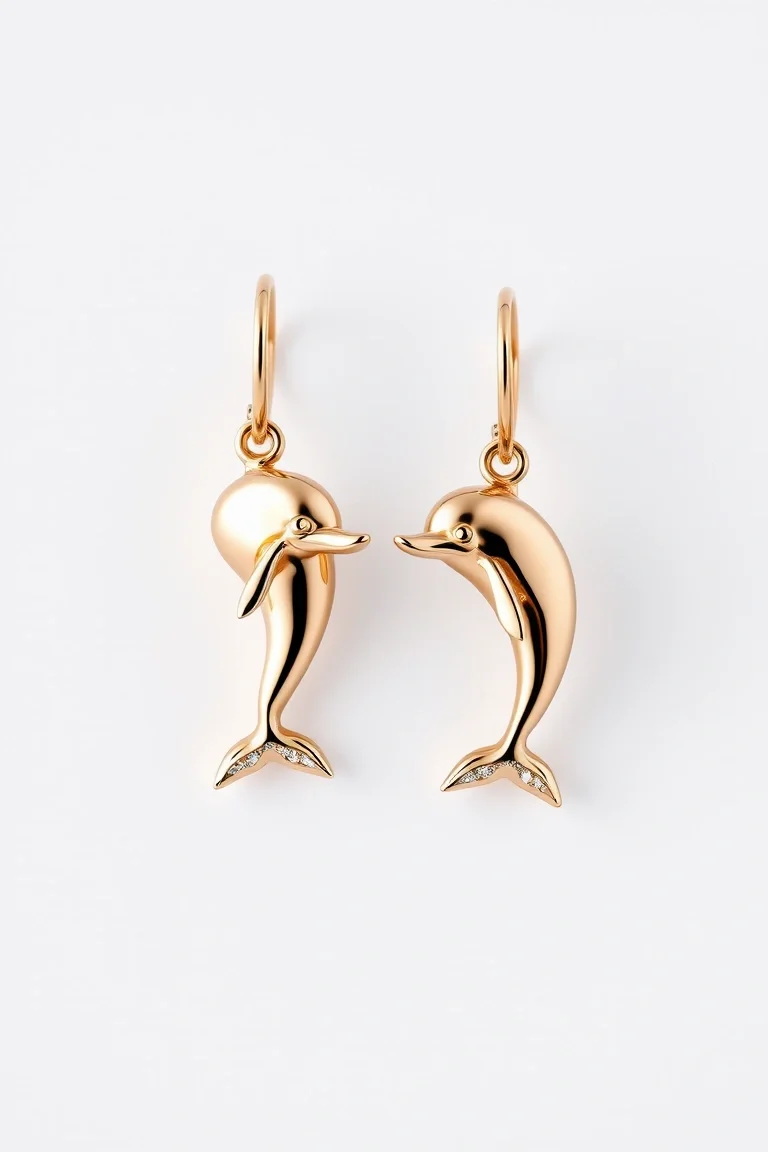 14K Dolphin Earrings