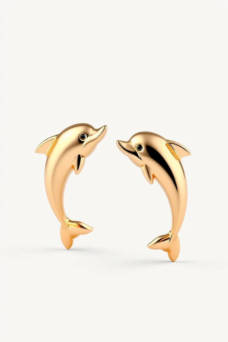 14K Dolphin Earrings