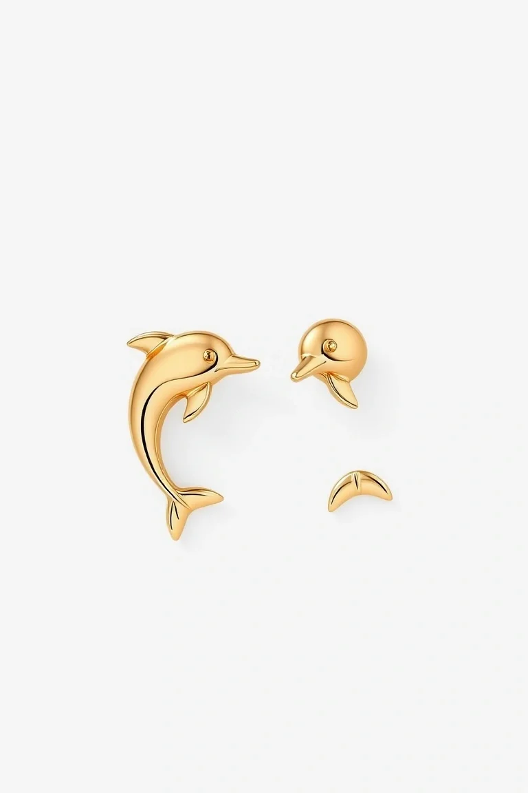 14K Dolphin Earrings