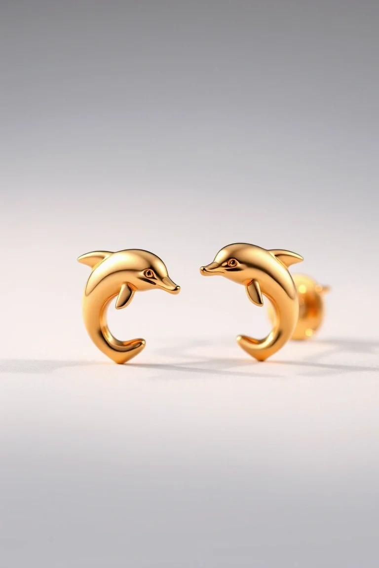 14K Dolphin Earrings