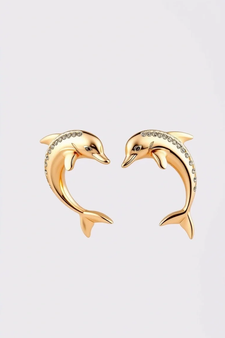 14K Dolphin Earrings