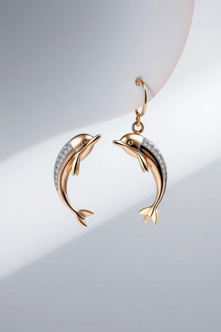 14K Dolphin Earrings