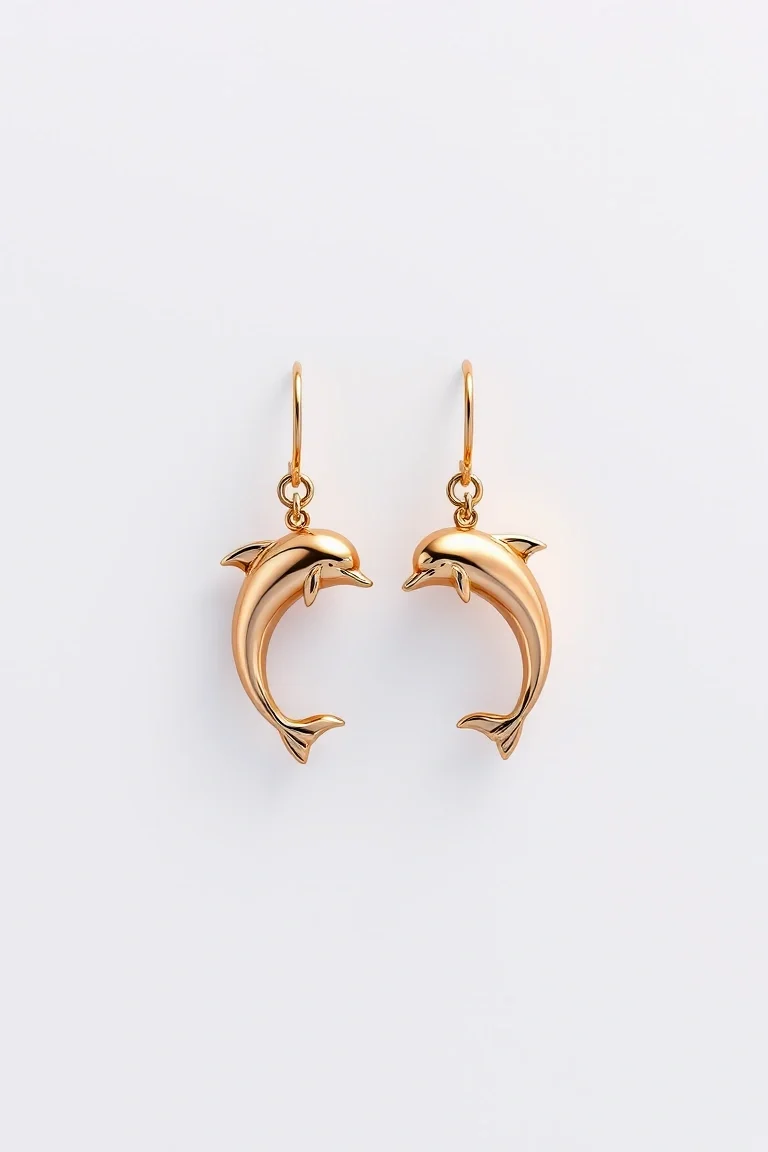 14K Dolphin Earrings