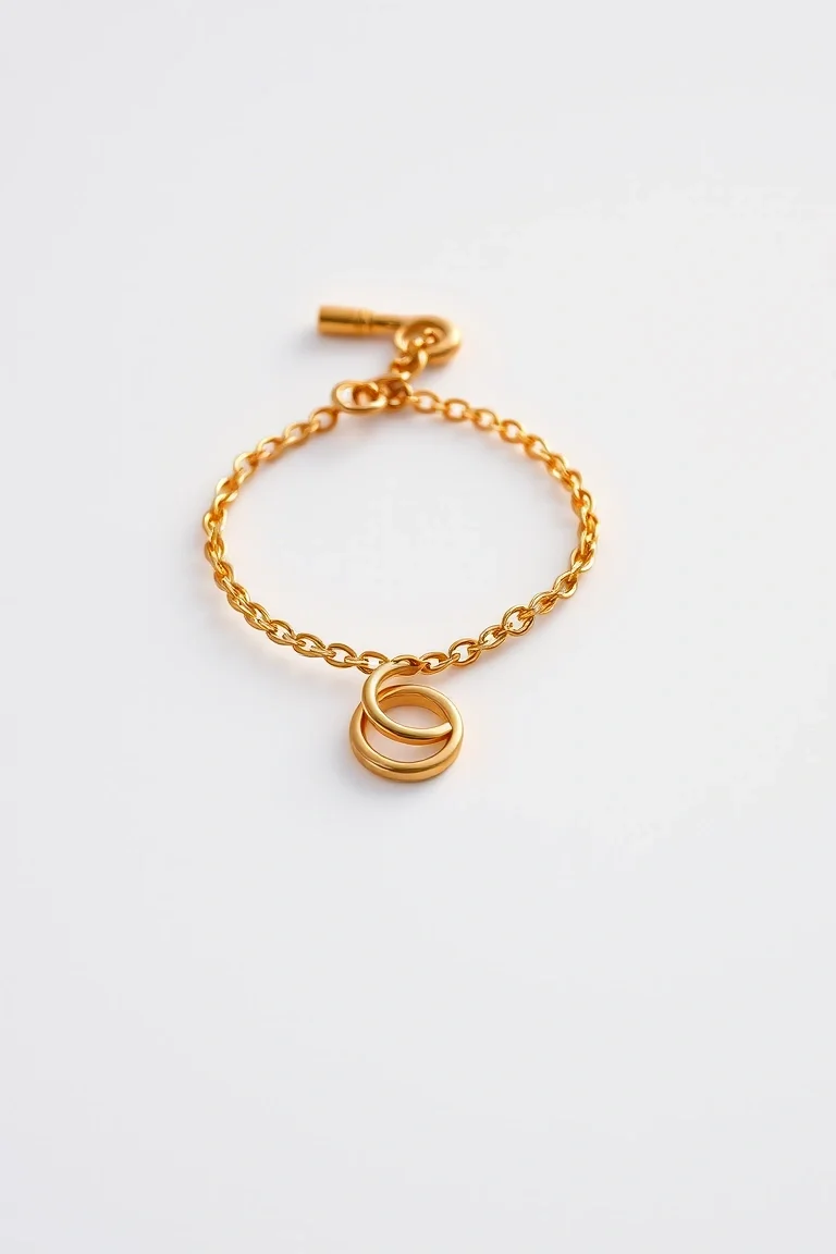 14K Doubl Link Charm Bracelet 7 In.
