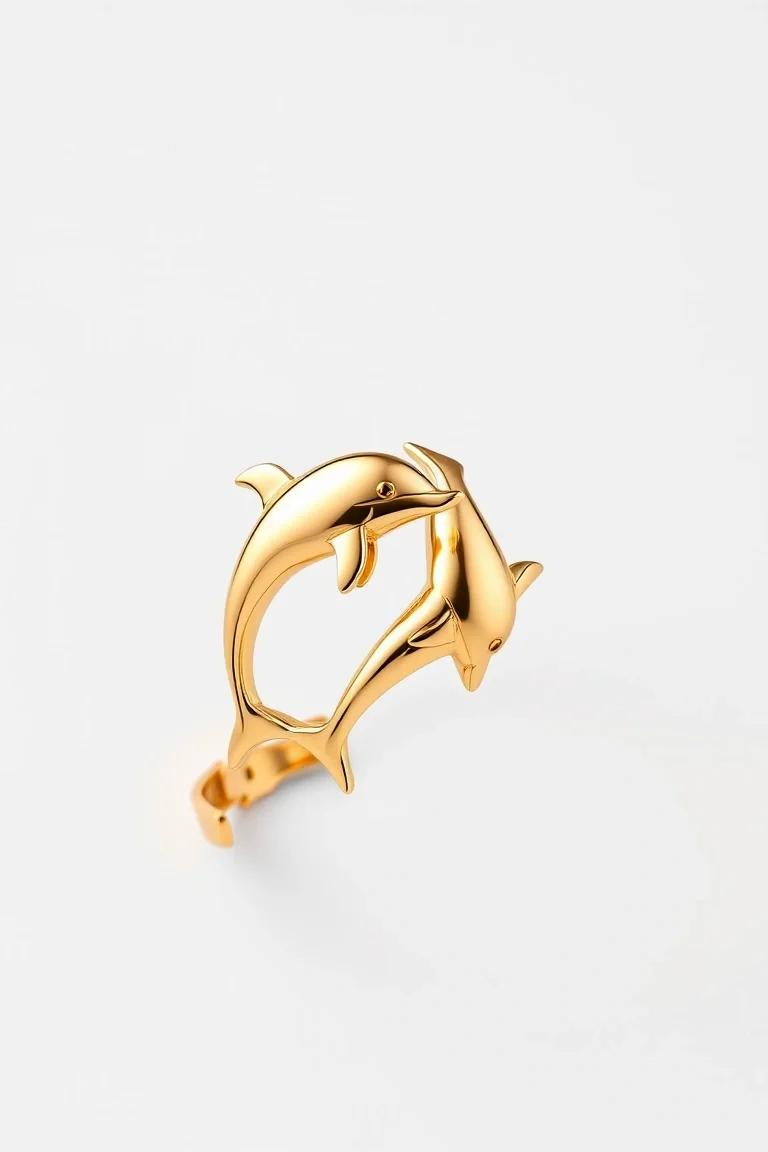 14K Double Dolphin Bracelet 7 In.