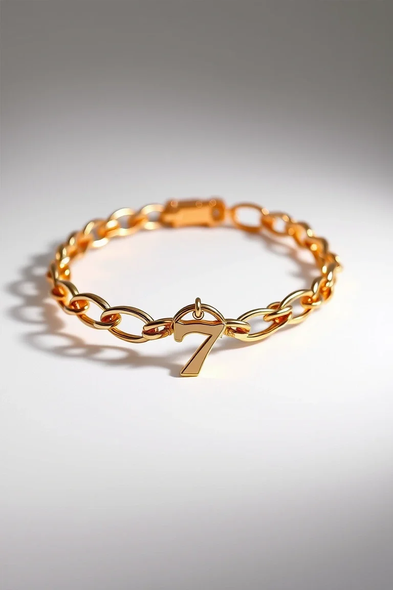 14K Double Link Charm Bracelet 7 In.