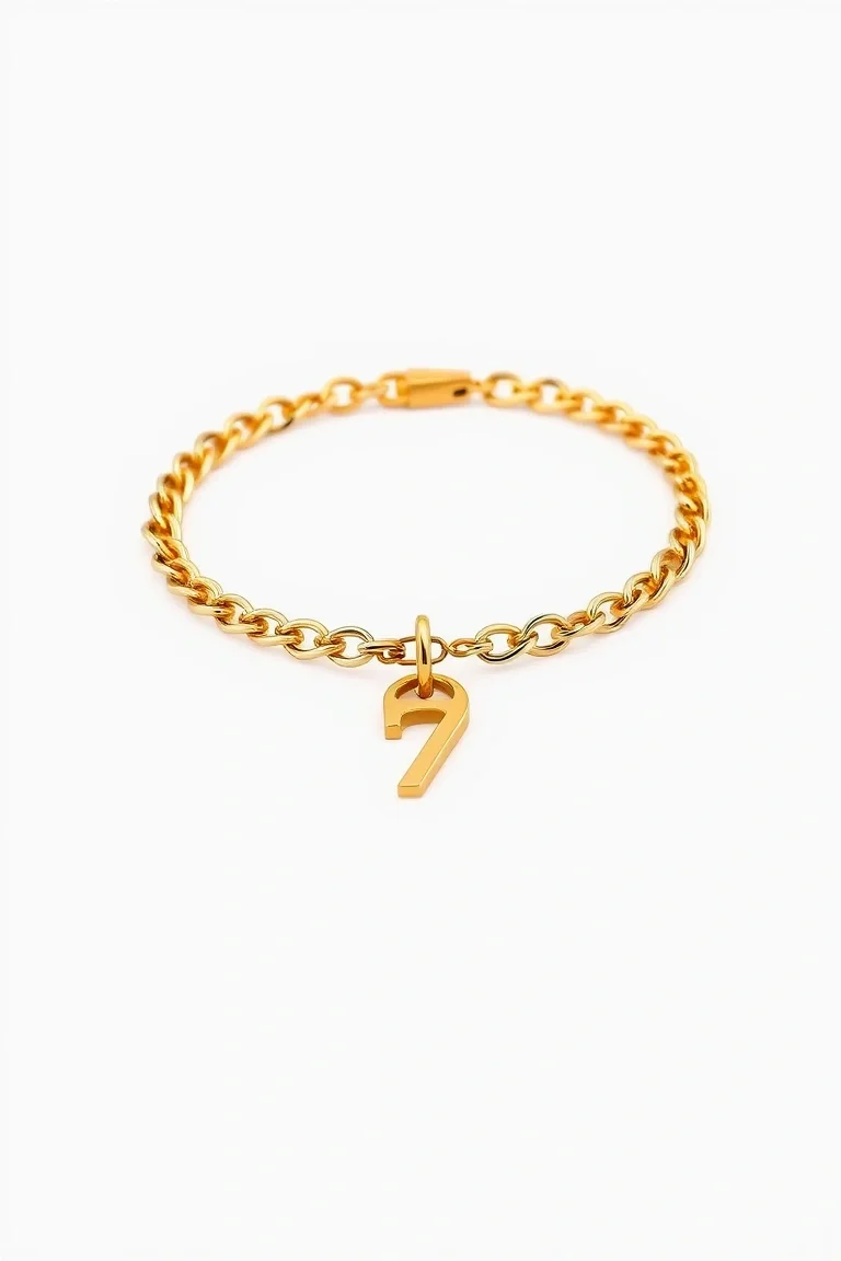 14K Double Link Charm Bracelet 7 In.