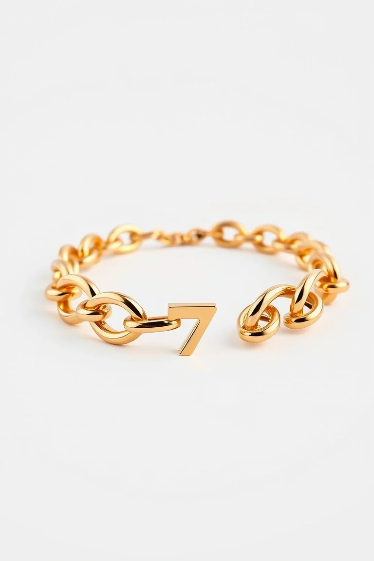 14K Double Link Charm Bracelet 7 In.