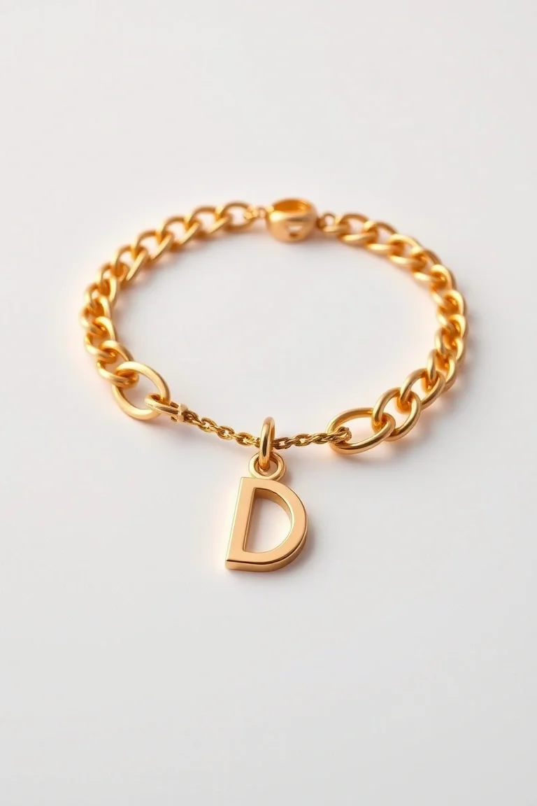 14K Double Link Charm Bracelet 8 In.