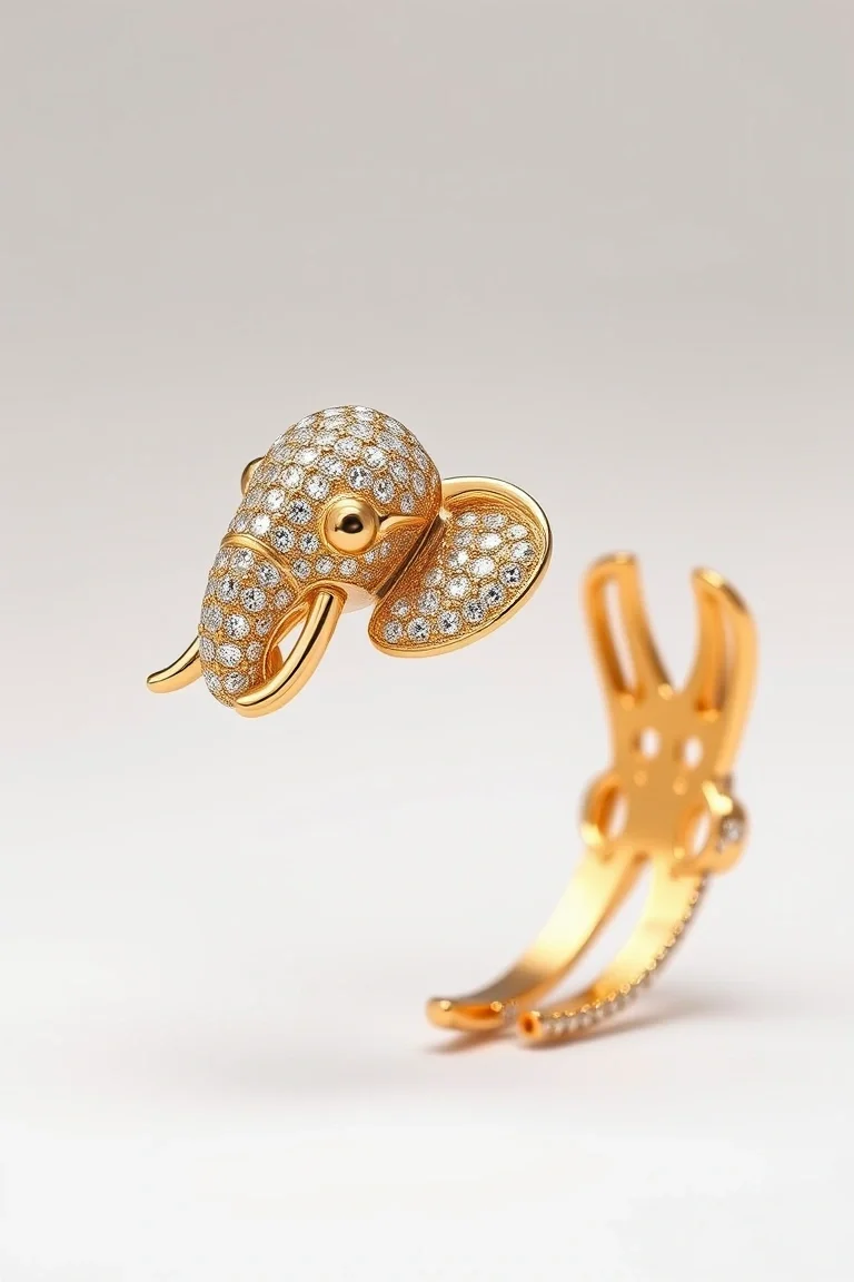 14K Elephant Bracelet 7 In.