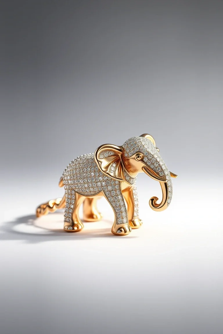 14K Elephant Bracelet 7 In.