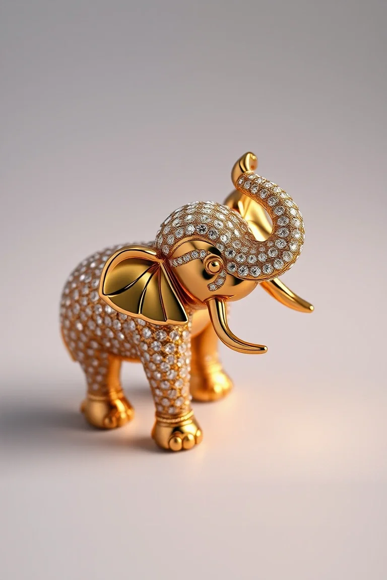14K Elephant Bracelet 7 In.