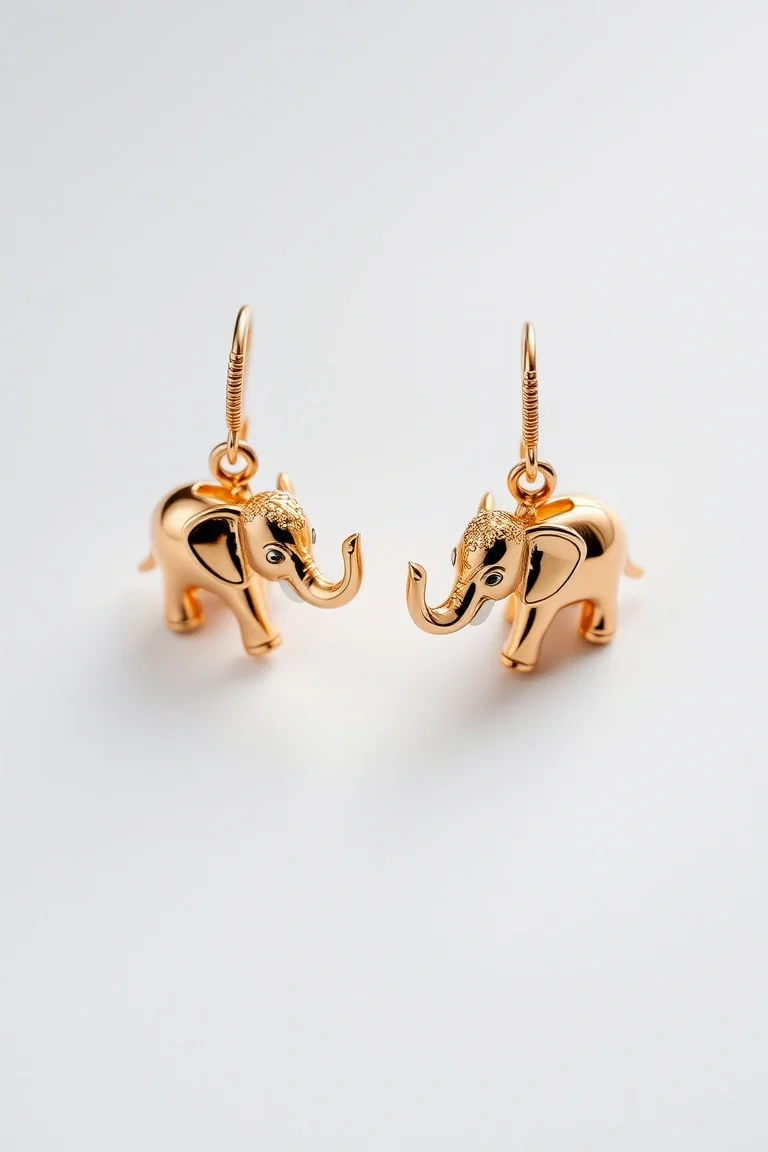 14K Elephant Earrings
