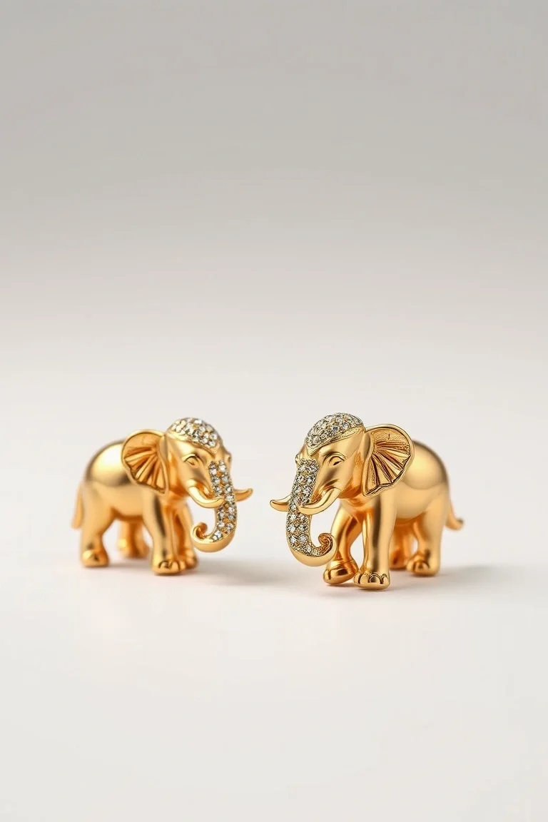 14K Elephant Earrings