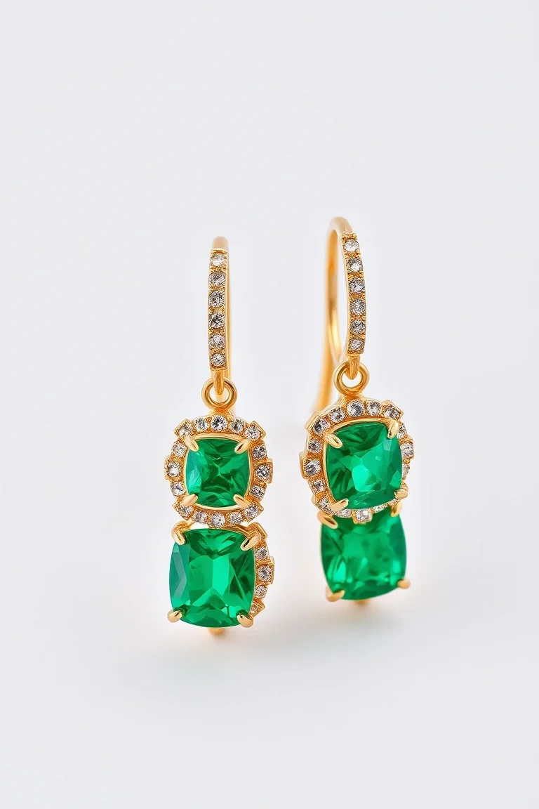 14K Emerald Earrings-May