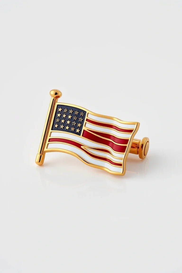 14K Enameled Flag Tie-Tac