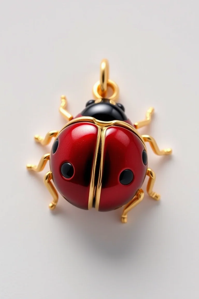 14K Enameled Lady Bug Charm