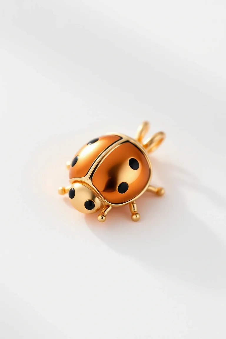 14K Enameled Ladybug Charm