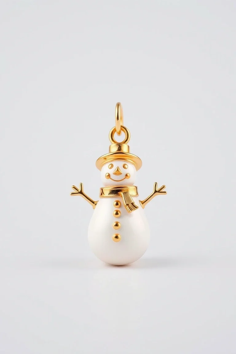 14k Enameled Snowman Charm L Quality