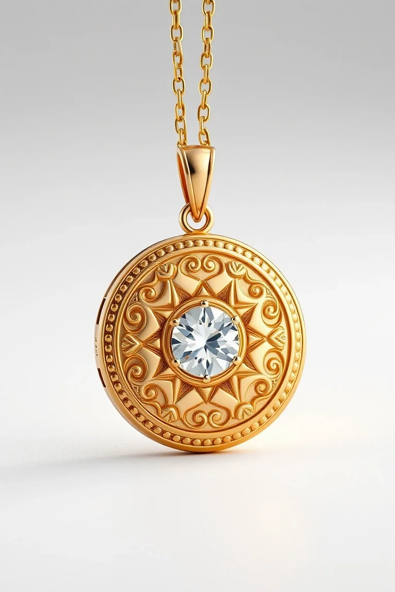 14K FAMILY LOCKET W/DIAMOND