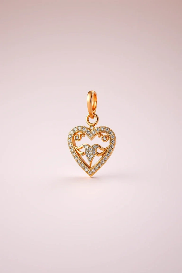 14K Fancy Heart Charm