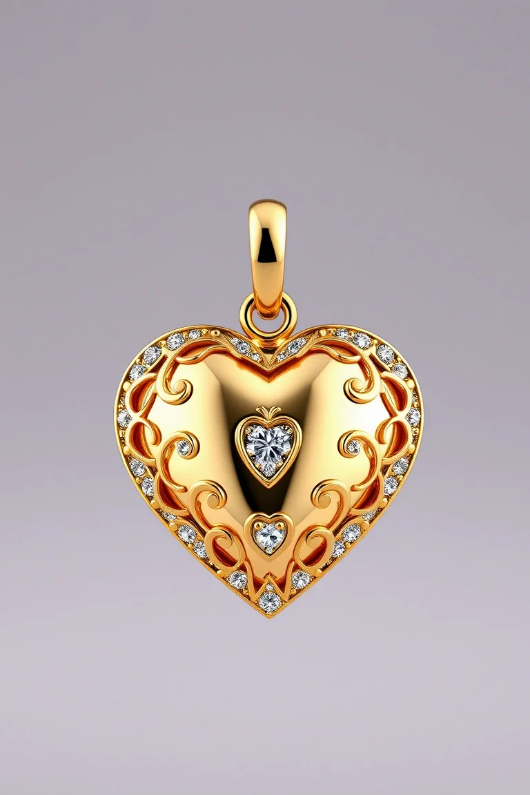 14K Fancy Heart Charm