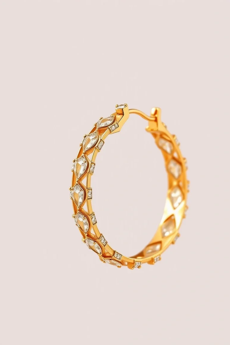 14K Fancy Hoop Earrings
