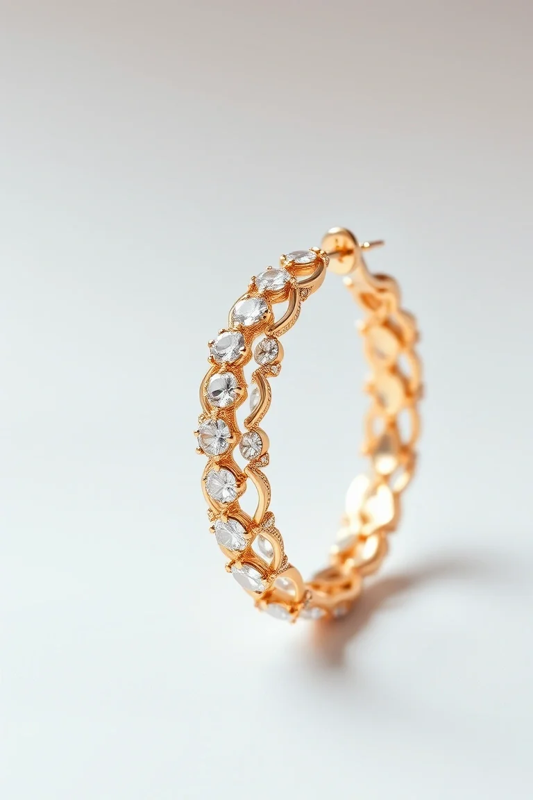 14K Fancy Hoop Earrings