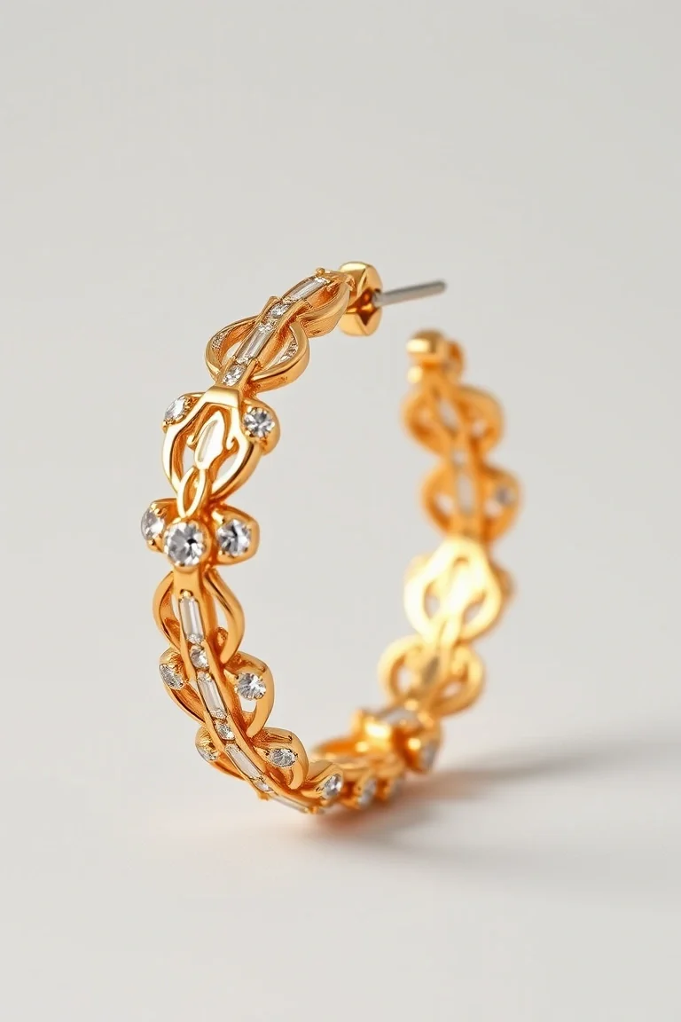 14K Fancy Hoop Earrings